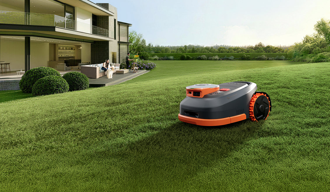 Navimow H Series compact robotic mower on a modern home lawn